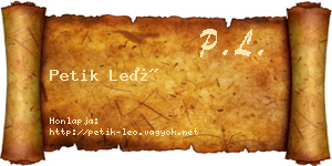 Petik Leó névjegykártya